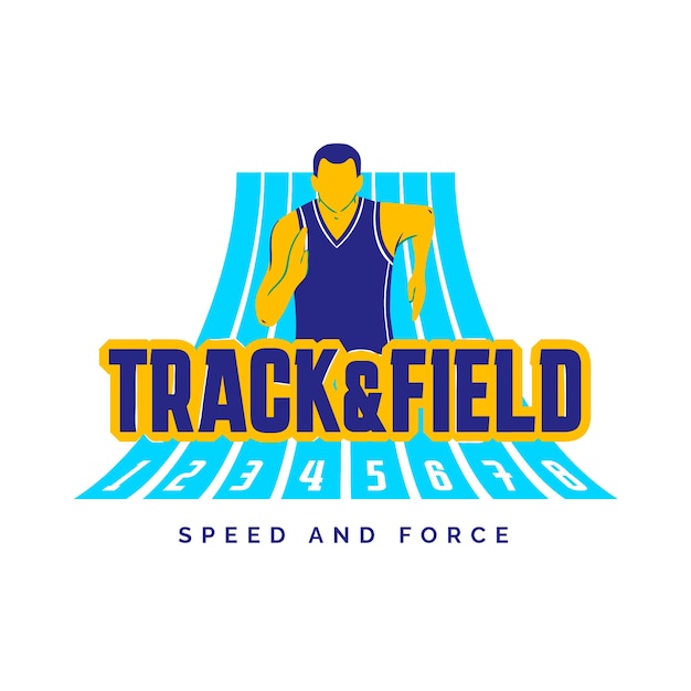 Track and field logo template hand drawn flat style