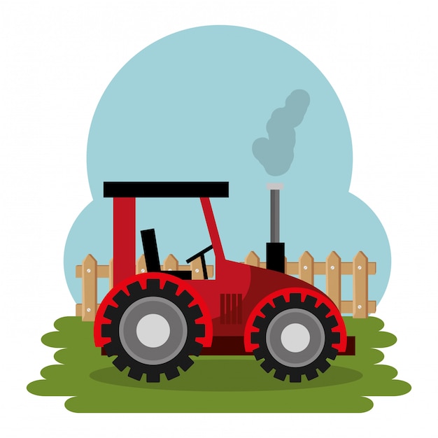 Tractor in the farm scene