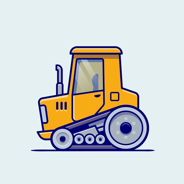Tractor Vehicle Cartoon. Building Transportation Isolated