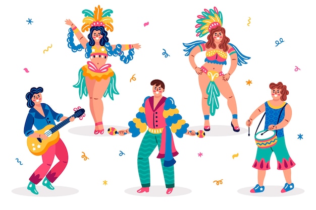 무료 벡터 전통 브라질 댄서와 옷