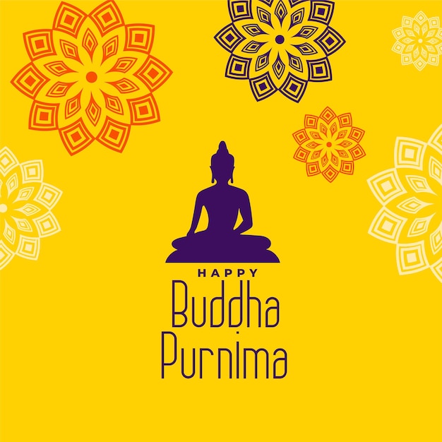 Traditional buddha purnima yellow background for devotion and worship