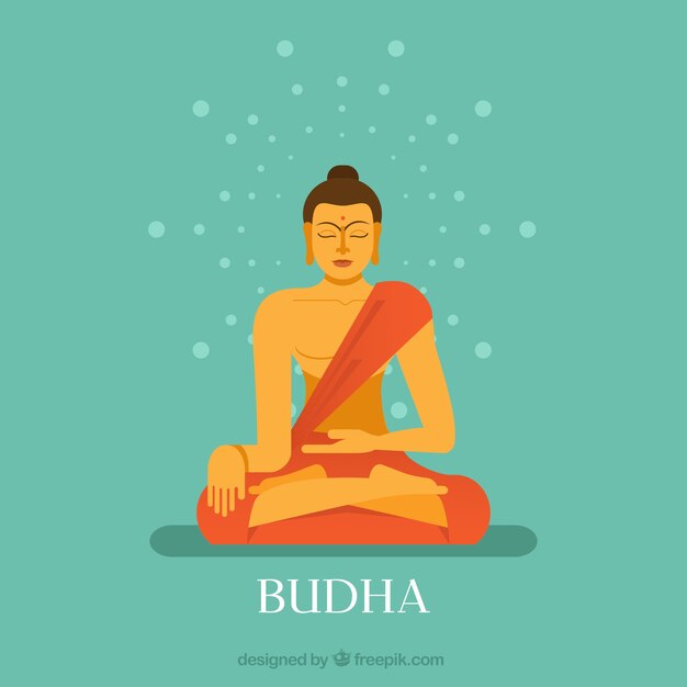 Traditional budha with flat design