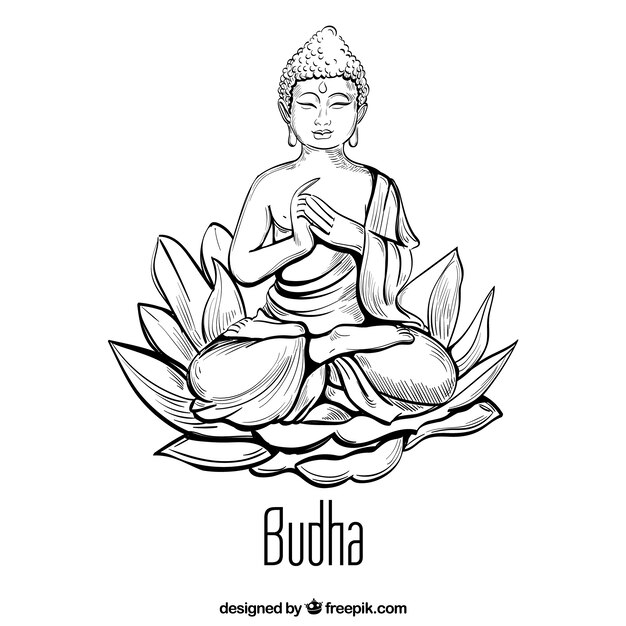 손으로 그린 스타일으로 전통적인 budha