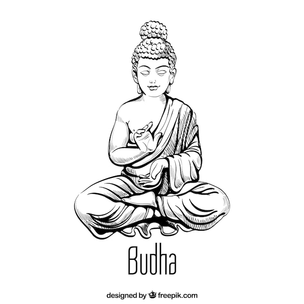 Traditional budha with hand drawn style