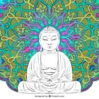 Free vector traditional budha with hand drawn style