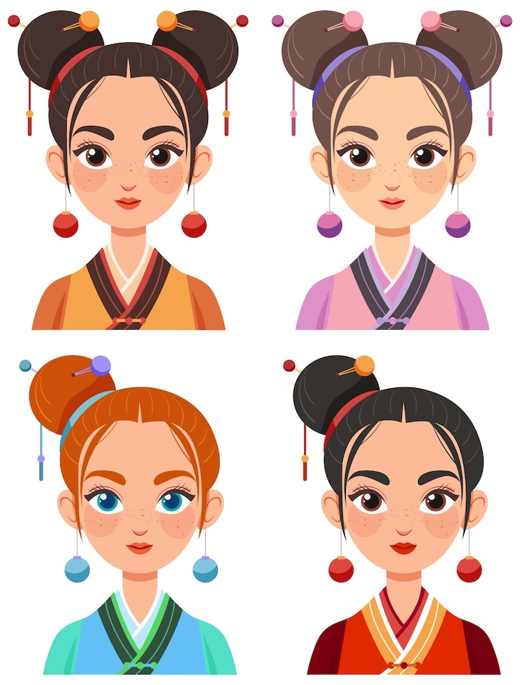 Free Vector traditional chinese female avatars
