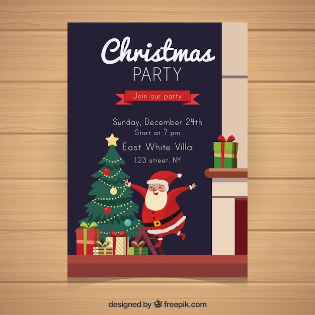 Traditional christmas poster with flat design