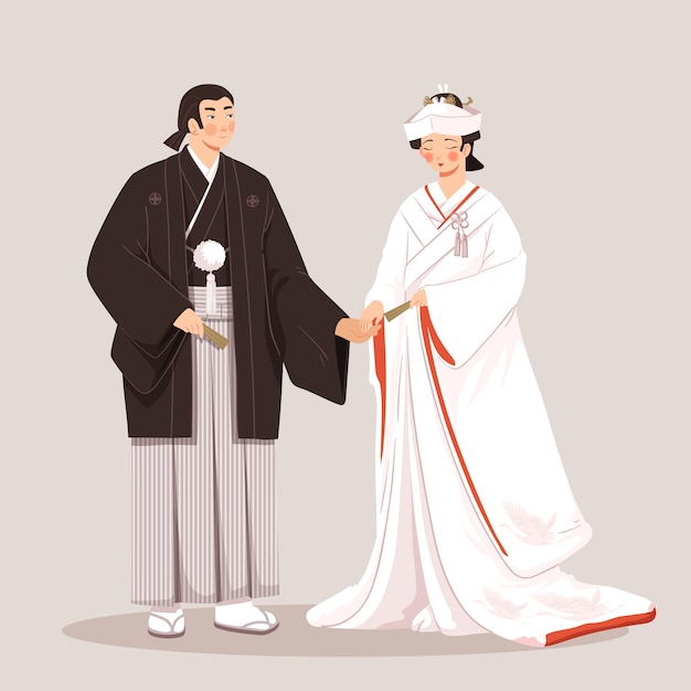 Free vector traditional clothes with woman and man