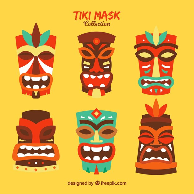 部族のマスクの伝統的なコレクション