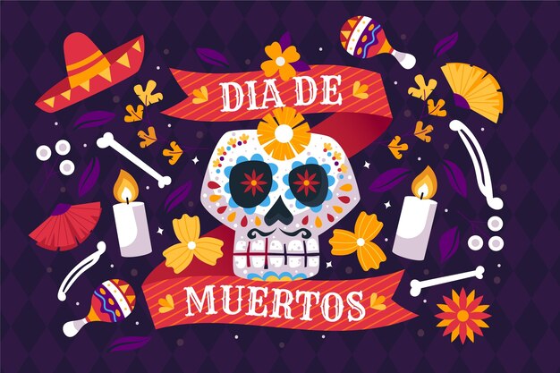 전통적인 dia de muertos 배경