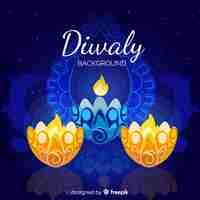 Free vector traditional diwali background with flat design