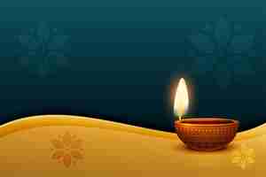 Free vector traditional diwali puja background with diya and text space