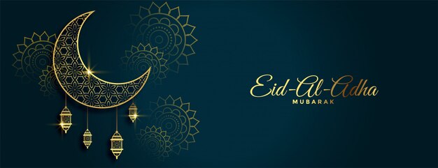 Traditional eid al adha festival golden banner 