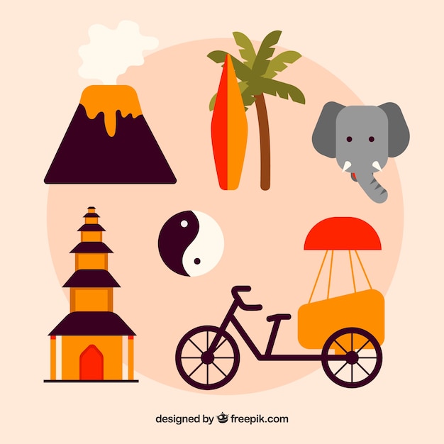 Free vector traditional elements from indonesia