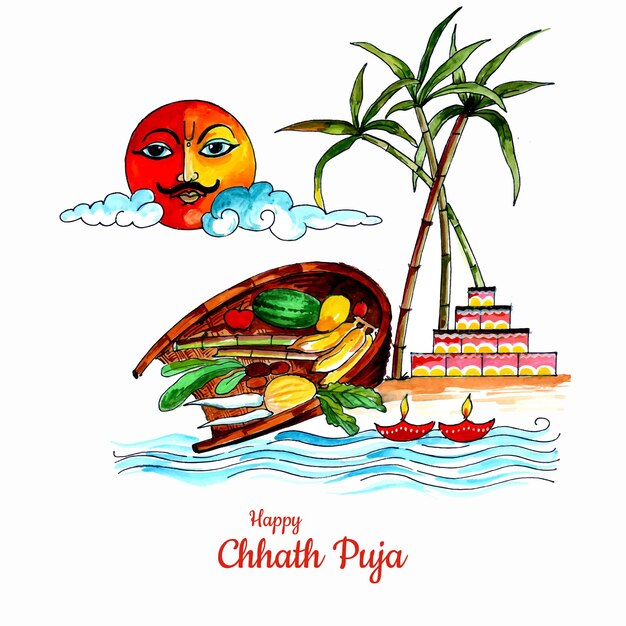 Traditional festival of happy chhath puja background