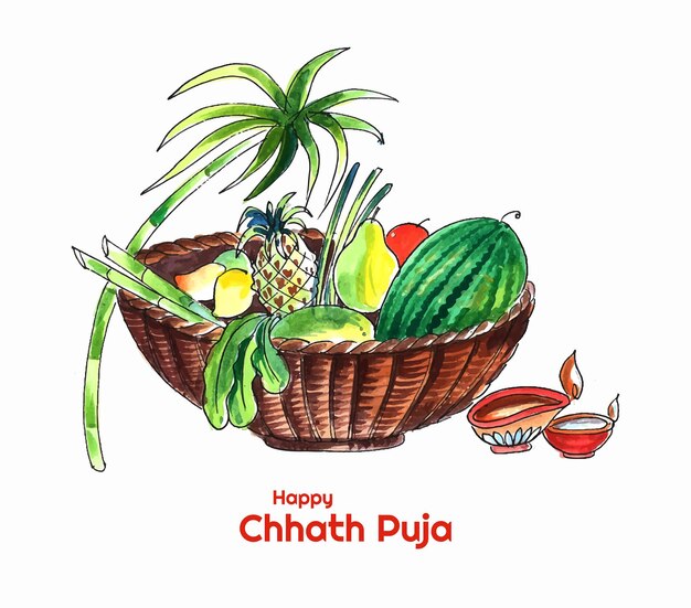 행복한 chhath puja 배경의 전통 축제