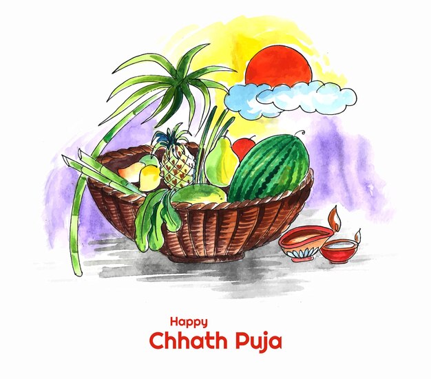 Traditional festival of happy chhath puja background