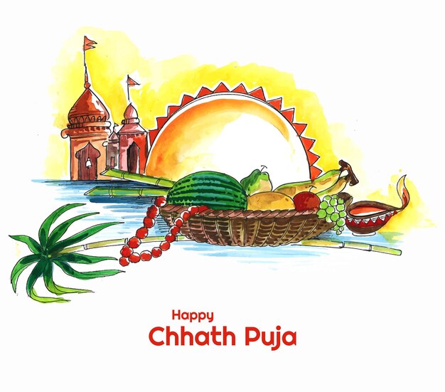 행복한 chhath puja 배경의 전통 축제