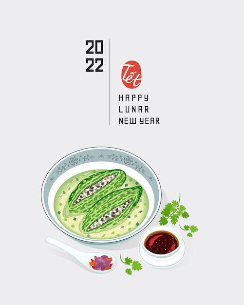 Free vector traditional food on lunar new year