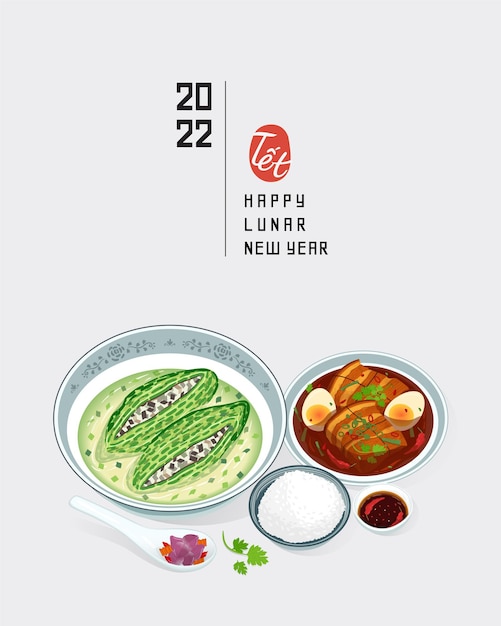 Free vector traditional food on lunar new year