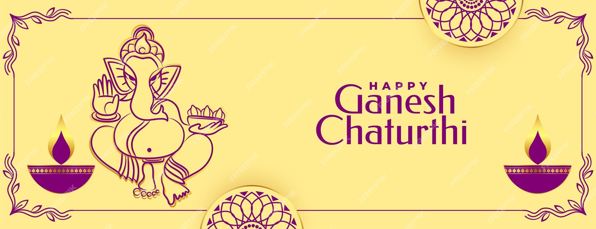 Free Vector | Traditional ganesh chaturthi invitation or greeting card  banner