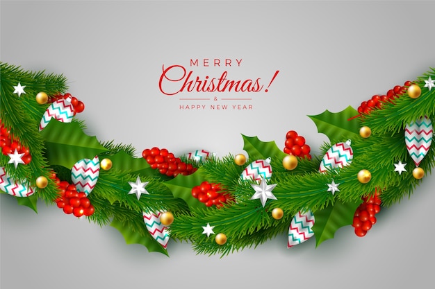 Free vector traditional green tinsel for christmas tree background