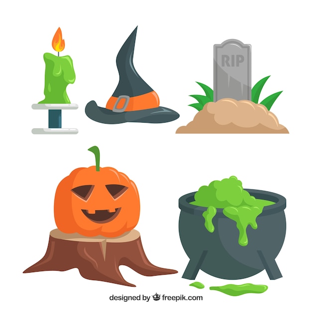 Free vector traditional halloween elements