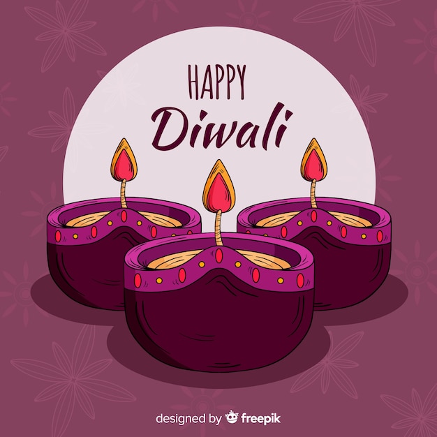 Vettore gratuito fondo di diwali disegnato a mano tradizionale