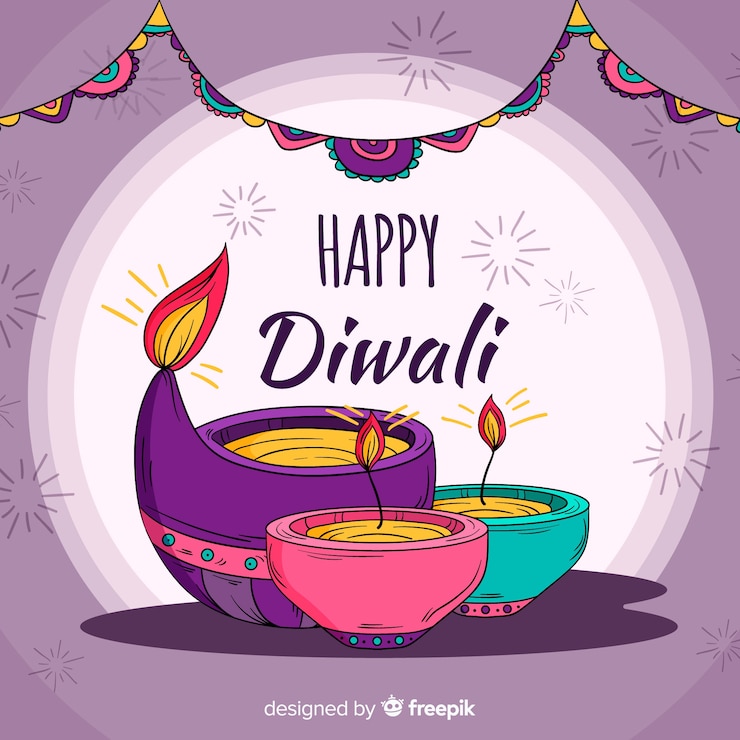 Free Vector traditional hand drawn diwali background