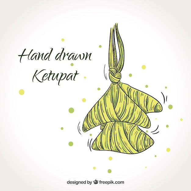 Vettore gratuito composizione ketupat disegnata a mano tradizionale