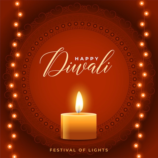 Free vector traditional happy deepavali occasion background with burning candle