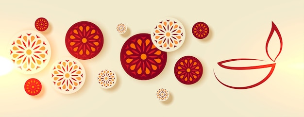 Traditional happy diwali banner decorative design