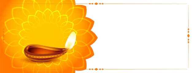 Vettore gratuito disegno di banner decorativo giallo diwali felice tradizionale