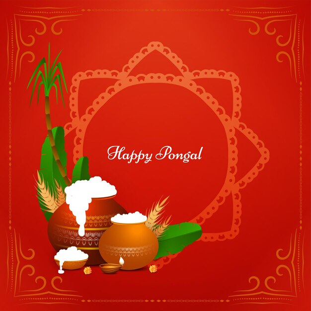Traditional Happy Pongal south Indian festival background design vector