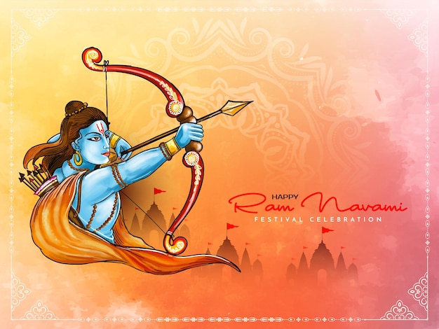 Free vector traditional happy ram navami hindu festival greeting card design