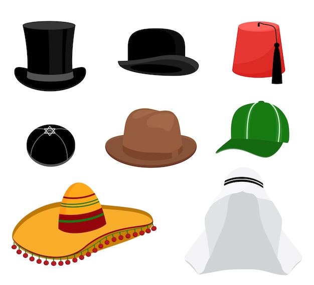 Бесплатное векторное изображение Традиционный комплект шляп
