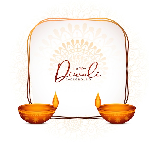 전통적인 힌두교 축제 디왈리 램프 카드 배경