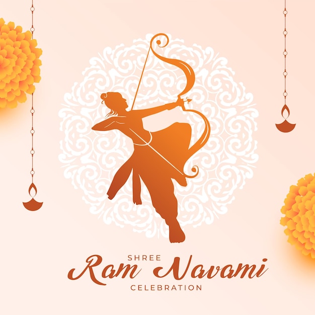 Free vector traditional hindu festival ram navami celebration greeting design