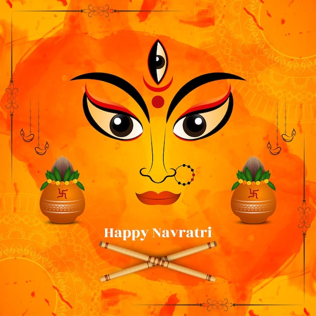 Free vector traditional indian festival happy navratri greeting background vector