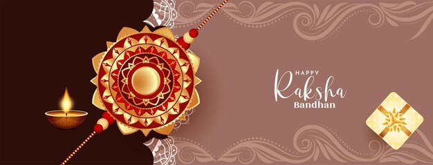 Traditional Indian festival Happy Raksha Bandhan greeting banner