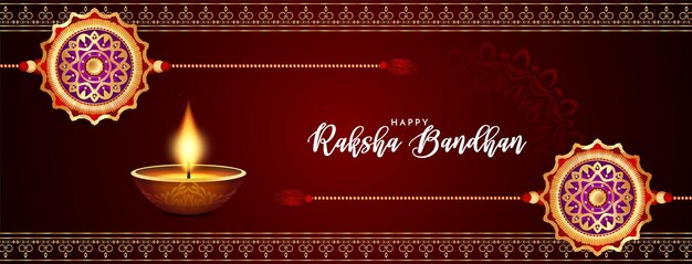 전통적인 인도 축제 Happy Raksha Bandhan 인사말 배너