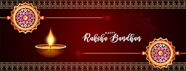 Traditional Indian festival Happy Raksha Bandhan greeting banner