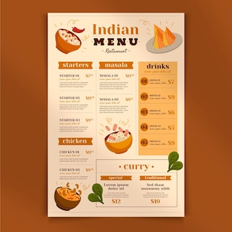 Traditional indian menu template