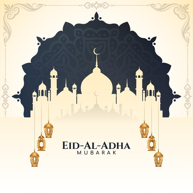 Traditional islamic Eid Al Adha mubarak greeting background