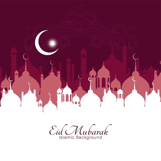 Free vector traditional islamic eid mubarak festival mosque background vector
