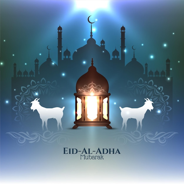 전통적인 이슬람 종교 축제 eid al adha mubarak 배경 벡터
