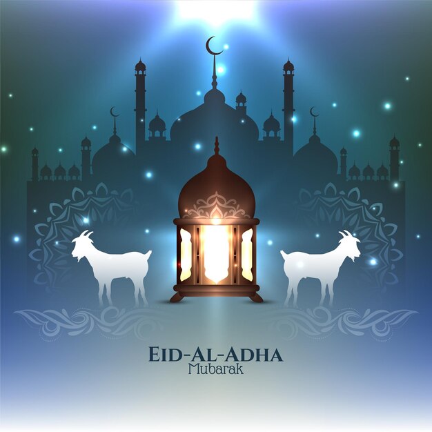 전통적인 이슬람 종교 축제 Eid Al Adha mubarak 배경 벡터