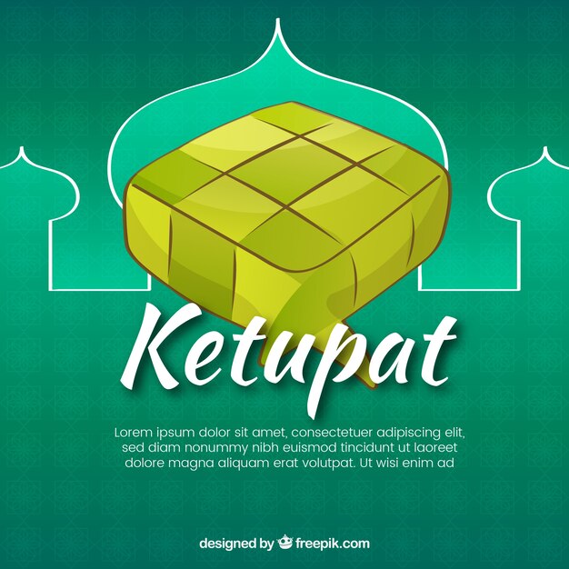 Traditional ketupat composition with flat design