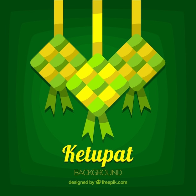 Free vector traditional ketupat composition with flat design