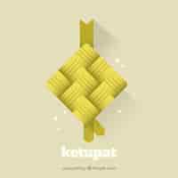 Free vector traditional ketupat composition with flat design